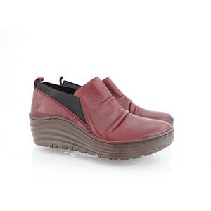 Bionica Gallant Ankle Boots Women's Size 9 Red Wedge Leather Bootie Slip On Shoe